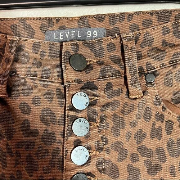 Level 99 Leopard Print Button Fly Midi Skinny Ankle Jeans Women's Size 25 - Picture 7 of 7